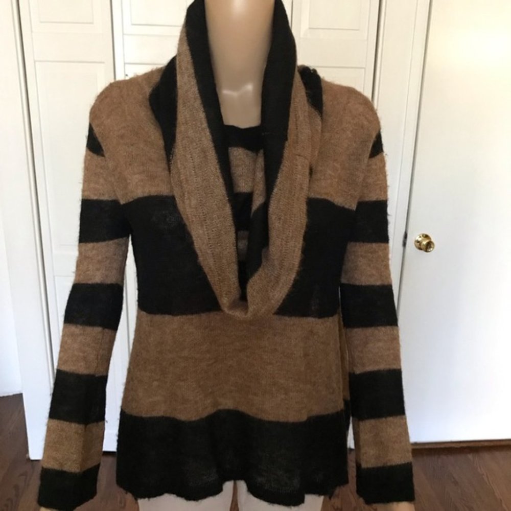Free People Brown Lulu Rugby Stripe Cowl Neck Sweater - Picture 5 of 11